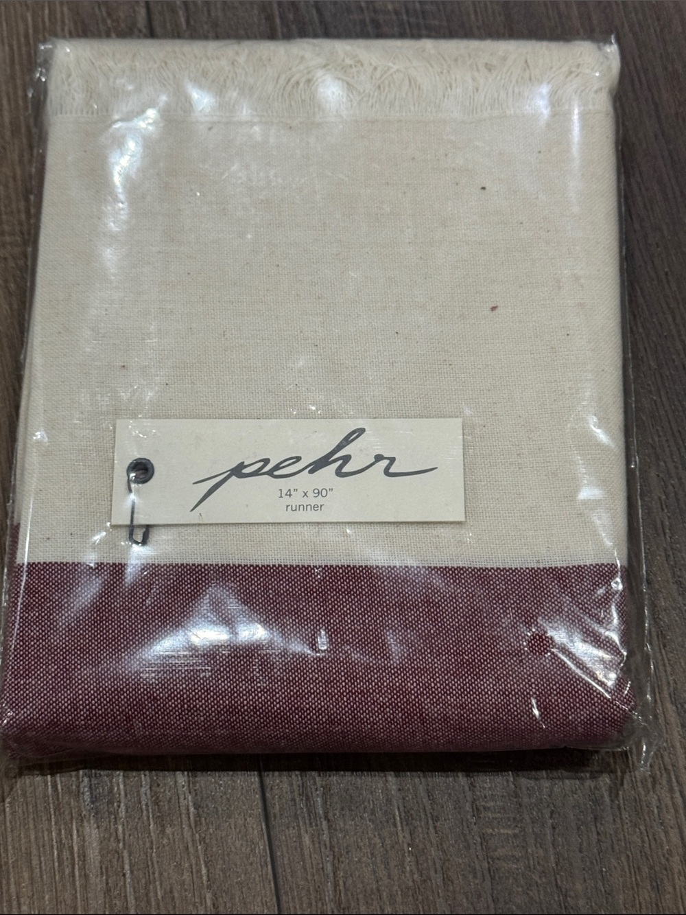 Pehr Cream and Burgundy Table Runner